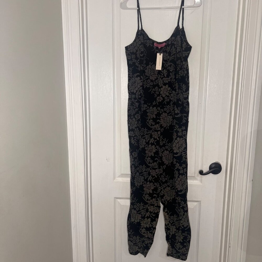 Eva‎ Franco For Anthropologie Floral Jumpsuit Size 8 Black & White NWT